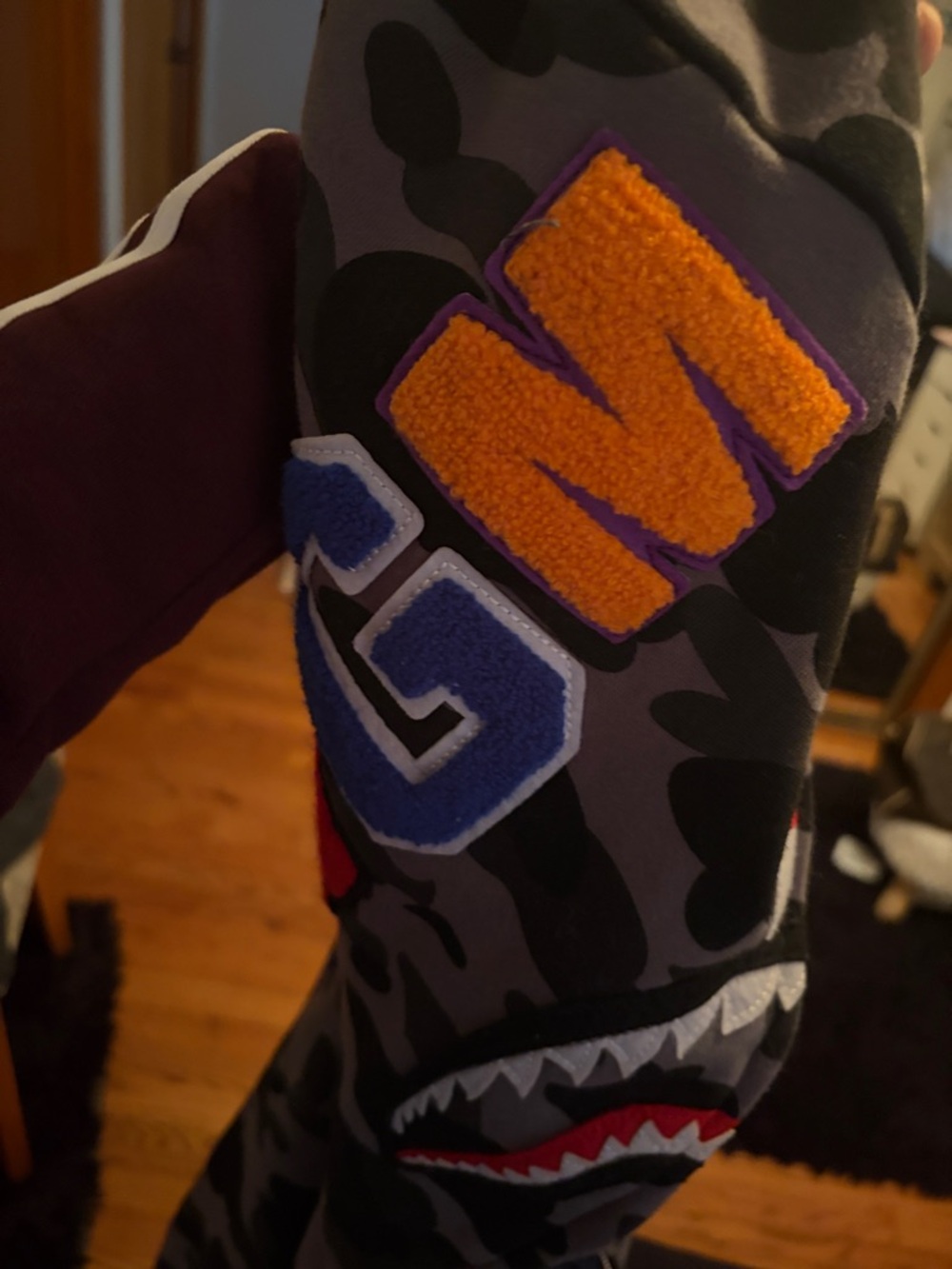 Bape Gray and Black Camo Hoodie - Picture 4 of 7